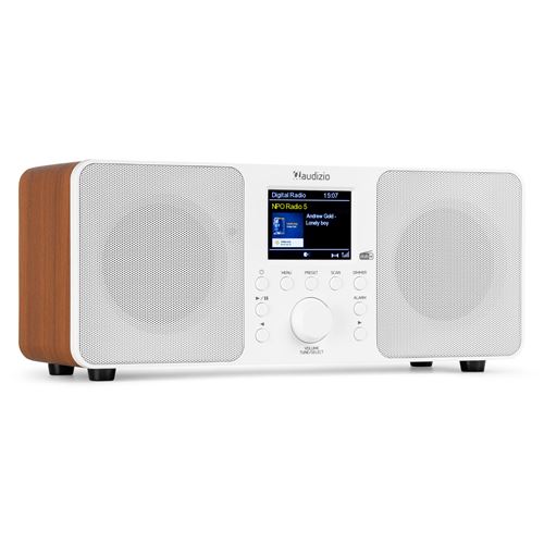 Audizio Genua Radio Dab+ Bluetooth 5.0 - Blanche, Écran Couleur 2,8, Deux Haut-Parleurs, Sortie Casque, Port Usb, Télécommande Incluse