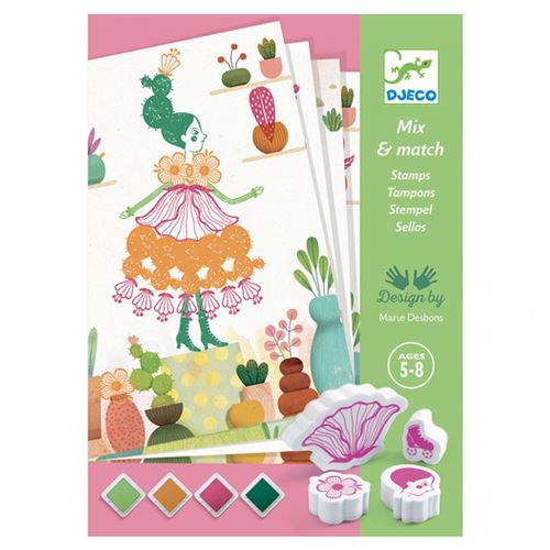 Djeco Dj08741 Tampons Mix And Match Flower Girls Stamp Set - Image 3