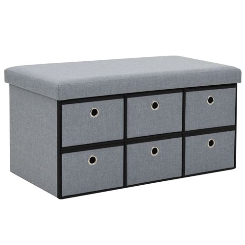 vidaXL Banc de rangement pliable Faux lin 76 x 38 x 38 cm Gris clair