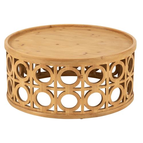 Generique Table Basse Sculptée En Bois "Charity" 80Cm Naturel - Image 3