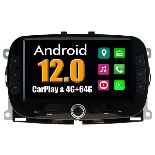 Autoradio CarPlay Radio GPS RoverOne Android RAM 4Go ROM 64Go pour Fiat 500 2016 - 2019