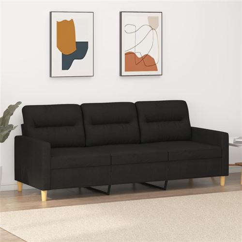 Non Communiqué Noir Vidaxl Canapé À 3 Places 180 Cm Tissu