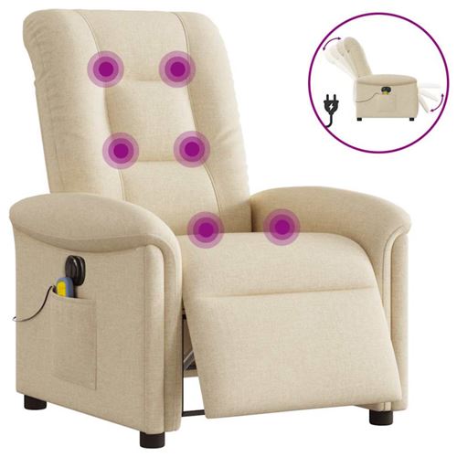 Non Communiqué Blanc Fauteuil Inclinable De Massage Électrique Crème Tissu