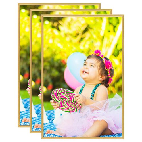 vidaXL Collage de cadres photo 3 pcs de mur table Doré 21x29,7 cm MDF