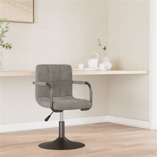 vidaXL - Chaise de salle à manger - Velours - Gris clair - Image 2