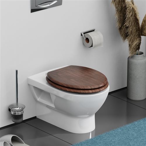 Schütte MDF WC-Sitz DARK WOOD , Toilettendeckel mit Absenkautomatik Motiv