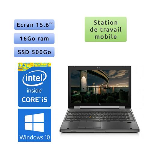 HP Elitebook 8560W - Windows 10 - i5 16Go 500Go SSD - 15.6 - Station De Travail Mobile PC Ordinateur Aluminium
