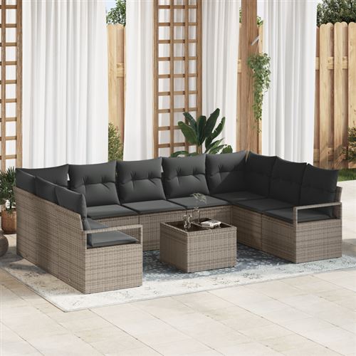 Non Communiqué Noir Ensemble De Canapé De Jardin 9 Pièces Avec Coussins Rattan Poly Canapé De Jardin 2 Places Avec Rangement & Coussins Ratta