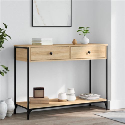 Table console chêne sonoma 100x34,5x75 cm bois d ingénierie