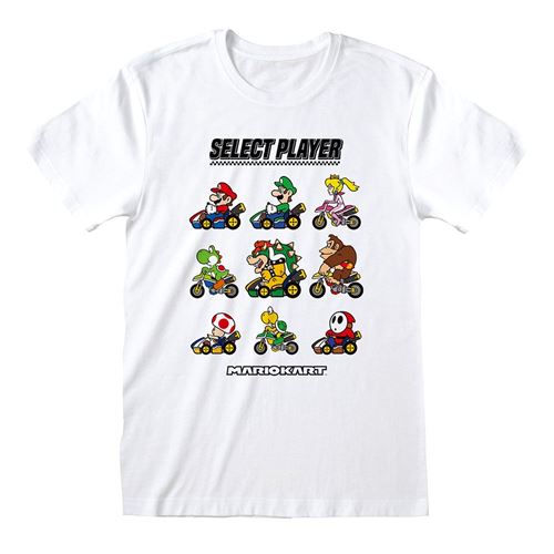 Mario Kart hommes joueur Choisir Crew Blanc T-shirt col: Medium