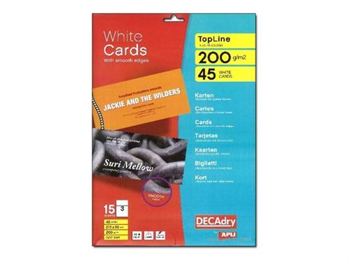GENERIQUE Decadry OCC3347 Paquet de 45 cartes de correspondance 210x99 mm 200g/m&sup2; Blanc