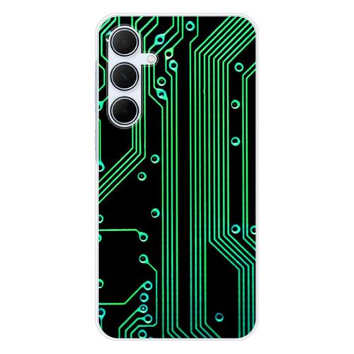 Coque en silicone imprimée compatible Samsung Galaxy A35 5G Texture circuit geek