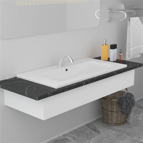 Lavabo encastré 81 x 39,5 x 18,5 cm Céramique Blanc