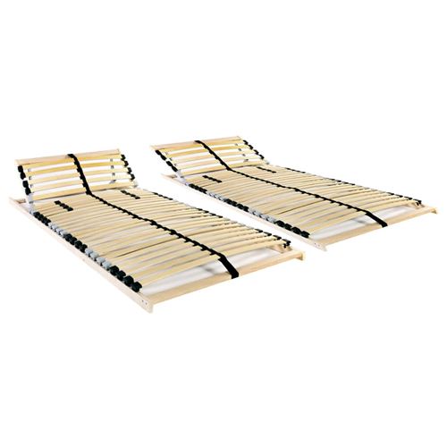 vidaXL Sommiers à lattes 2 pcs avec 28 lattes 7 zones 90x200 cm