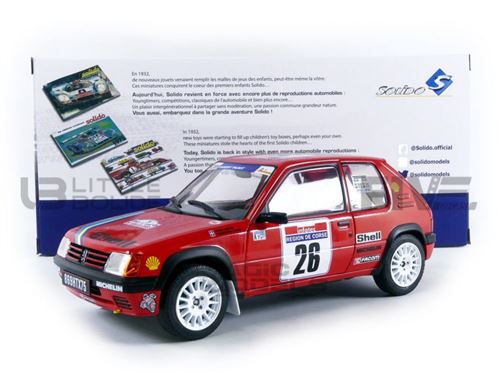 Voiture Miniature de Collection SOLIDO 1-18 - PEUGEOT 205 Rallye PTS - Tour de Corse 1990 - Red - 1801709