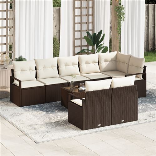 Vidaxl Gris Ensemble De Canapé De Jardin 8 Pièces Avec Coussins Poly Rotin, Canapé De Jardin 2 Places Avec Rangement Et Coussins Marro - Image 3