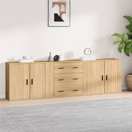 Non Communiqué Marron Buffets 3 Pcs Chêne Sonoma Bois D Ingénierie