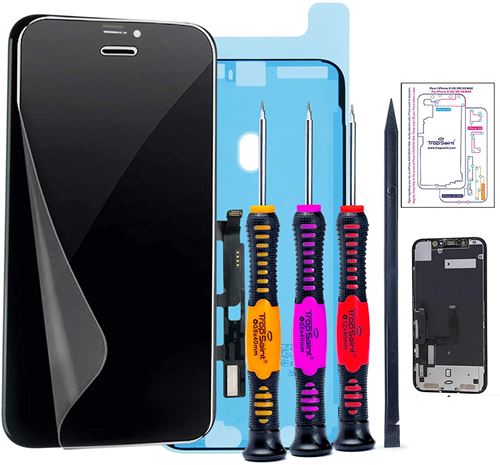 Écran pour iPhone XR Noir LCD Trop Saint® - Kit de Réparation Complet avec, Outils, Joint d'étanchéité et Film Protecteur d'écran