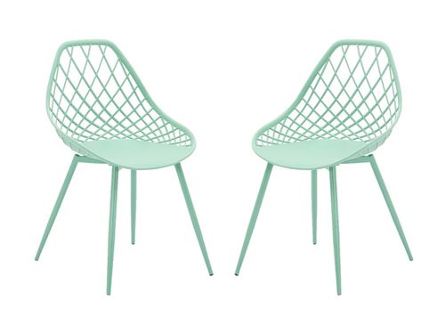 Lot de 2 chaises de jardin en polypropylène avec pieds en métal - Vert Amande - MALAGA de MYLIA