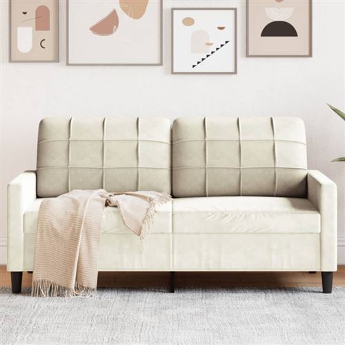 Vidaxl Canapé À 2 Places Crème 140 Cm Velours - Image 2