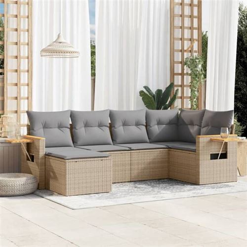 Non Communiqué Beige Vidaxl Salon De Jardin Avec Coussins 6 Pcs, Canapés De Terrasse, Ensemble De Meubles De Patio, Mobilier D'extérieur, 3259420