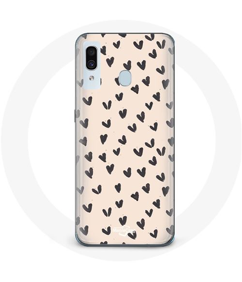 Coque pour samsung galaxy A30 Fond de texture abstraite coeurs noirs Maniacase