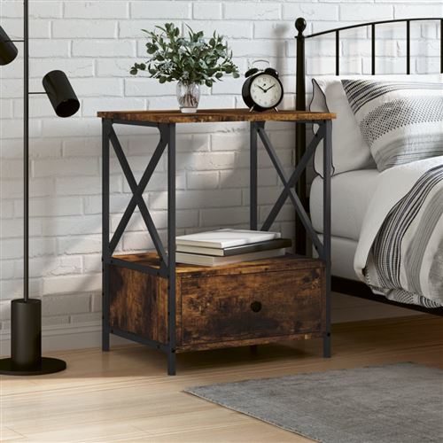 Non Communiqué Marron Vidaxl Table De Chevet Chêne Fumé 50X41x65 Cm Bois D'ingénierie826087