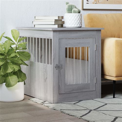 Comparer les prix de vidaXL Meuble de cage pour chiens sonoma gris 55x75x65 cm
