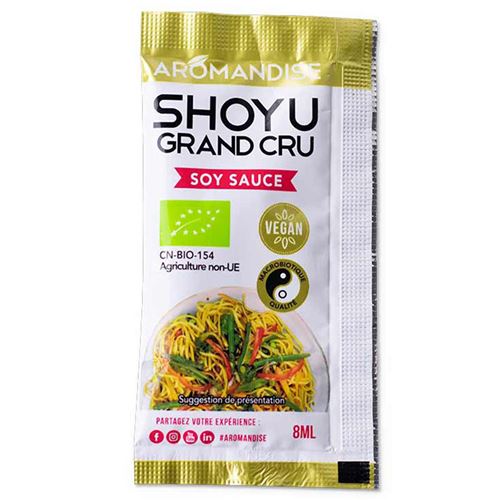 200 sachets de sauce soja Bio Shoyu Grand Cru - 200 x 8ML - Aromandise