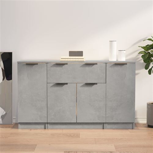 vidaXL - Buffet 3 pièces - Meubles de rangement - Gris Béton - Image 2
