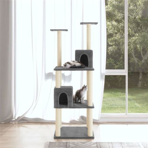 Meilleurs prix pour Arbre à chat avec griffoirs en sisal Gris foncé 141 cm