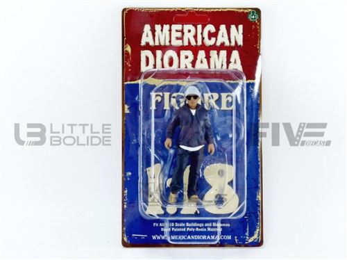 Voiture Miniature de Collection AMERICAN DIORAMA 1-18 - FIGURINES Homme avec Lunette de soleil - Blue / Grey - 76280