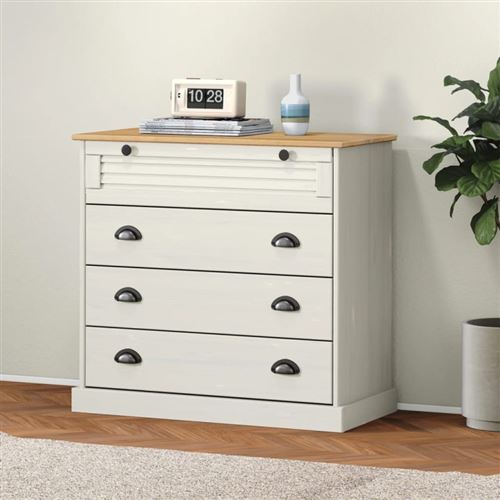 Commode VIGO blanc 80x40x76 cm bois massif de pin