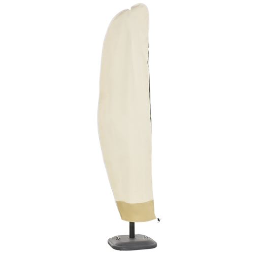 Housse de protection imperméable pour parasol droit avec fermeture éclair et cordon de serrage polyester PVC haute densité beige