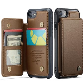Portefeuille CaseMe Étui Pour ZURSANA iPhone SE3/SE2 Titulaire De La Carte Étui Antichoc Mince Cuir PU Blocage RFID Bicelle - Marron - 1