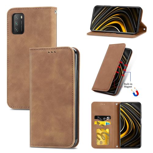 MPFRANCE Housse pour Xiaomi Redmi Note 9 4G Marron [Velours]