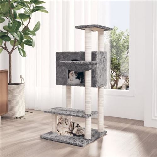Arbre &agrave; chat avec griffoirs en sisal Gris clair 108,5 cm