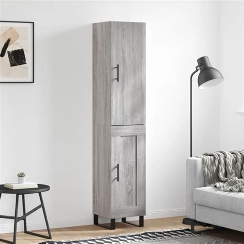 Buffet haut Sonoma gris 34,5x34x180 cm Bois d'ingénierie vidaXL