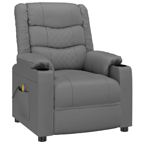 vidaXL Fauteuil de massage Gris Similicuir