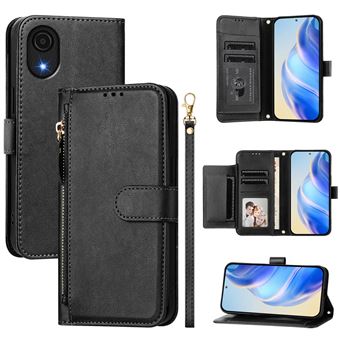 Étui à bascule pour FOXDOCK Samsung Galaxy A03 Core Protection Soft PU Le cuir à glissière Portefeuille Couverture de téléphone compatible avec Samsung Galaxy A03 Core-Noir - 1