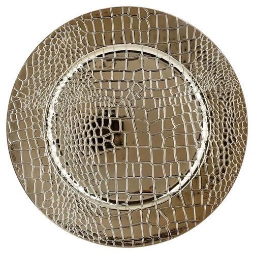Atmosphera Créateur d'intérieur - Assiette de Présentation Croco 33cm Or