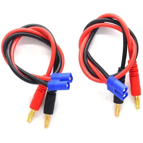 Câble de Charge EC3, Prise Banane 4.0mm pour Drones RC, Quadricoptères Compatible avec Lipo 7.4, Voitures Télécommandées RC Bleu Rouge Noir