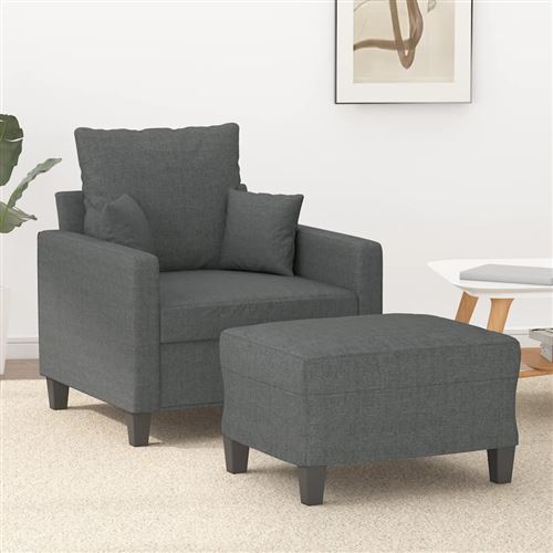 Vidaxl Gris Fauteuil Avec Repose-Pied Foncé 60 Cm Tissu - Image 2