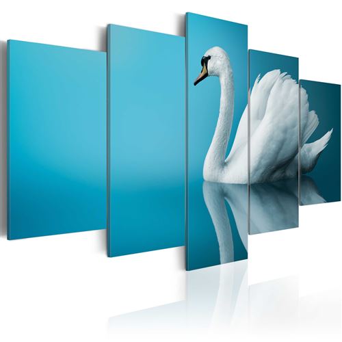 tableau - cygne sur fond bleu - artgeist - 100x50