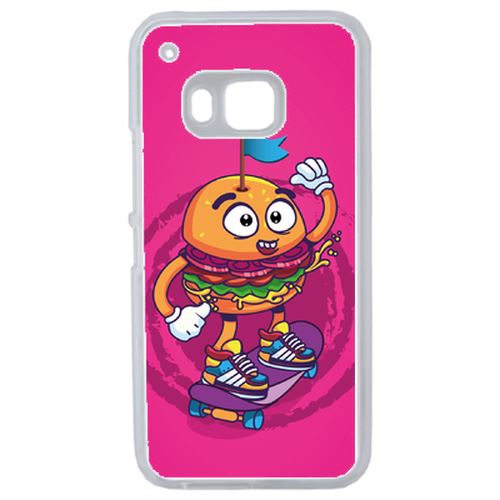 Coque Burger Fond Rose Compatible Htc One 2 M9 Transparent