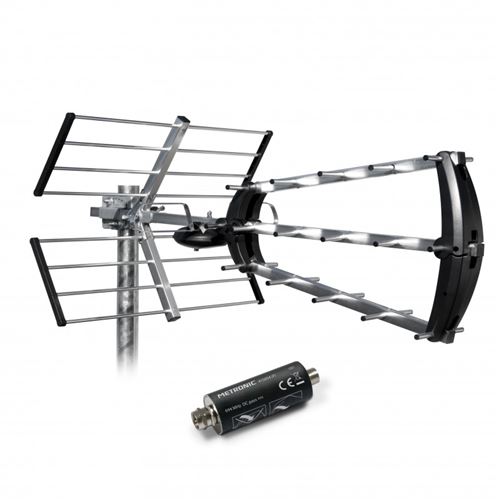 Metronic Antenne D'Extérieur Trinappe 26 Db + Filtre 694 Mhz