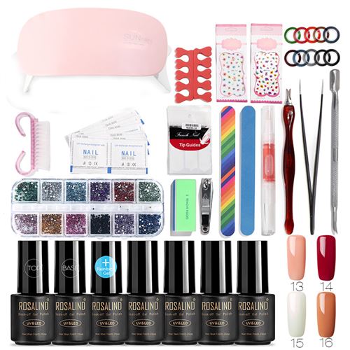 Sèche-lampe à ongles LED avec kit de vernis gel tremper l'ensemble d'outils de manucure D - Multicolore