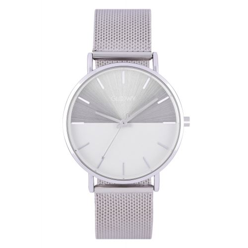 Montre Femme Gloowy à Quartz Cadran Argenté 36 mm Et Bracelet Argenté En Laiton GWS18038