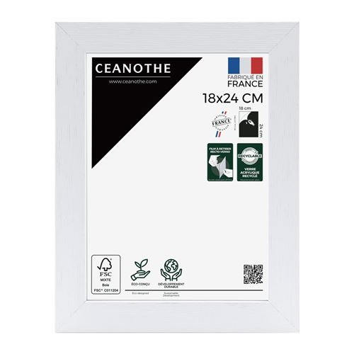 Cadre photo blanc 18x24 cm bois reconstitu&eacute; fsc