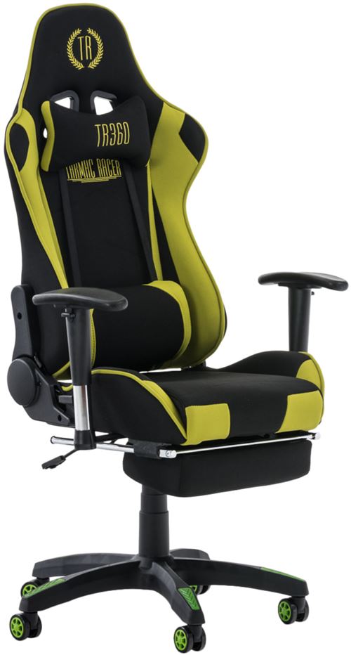 Fauteuil de bureau Turbo XL en similicuir , Noir / Vert/Tissu